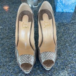 Christian Louboutin Brown and Silver Platform Shoes